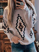 Vintage Aztec Print Knit Pullover Sweater