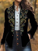 Women's Vintage Flowers Print Casual Jacket