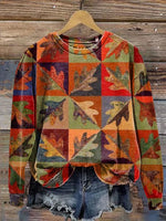 Fall Maple Leaf Print Casual Cotton Sweatshirt