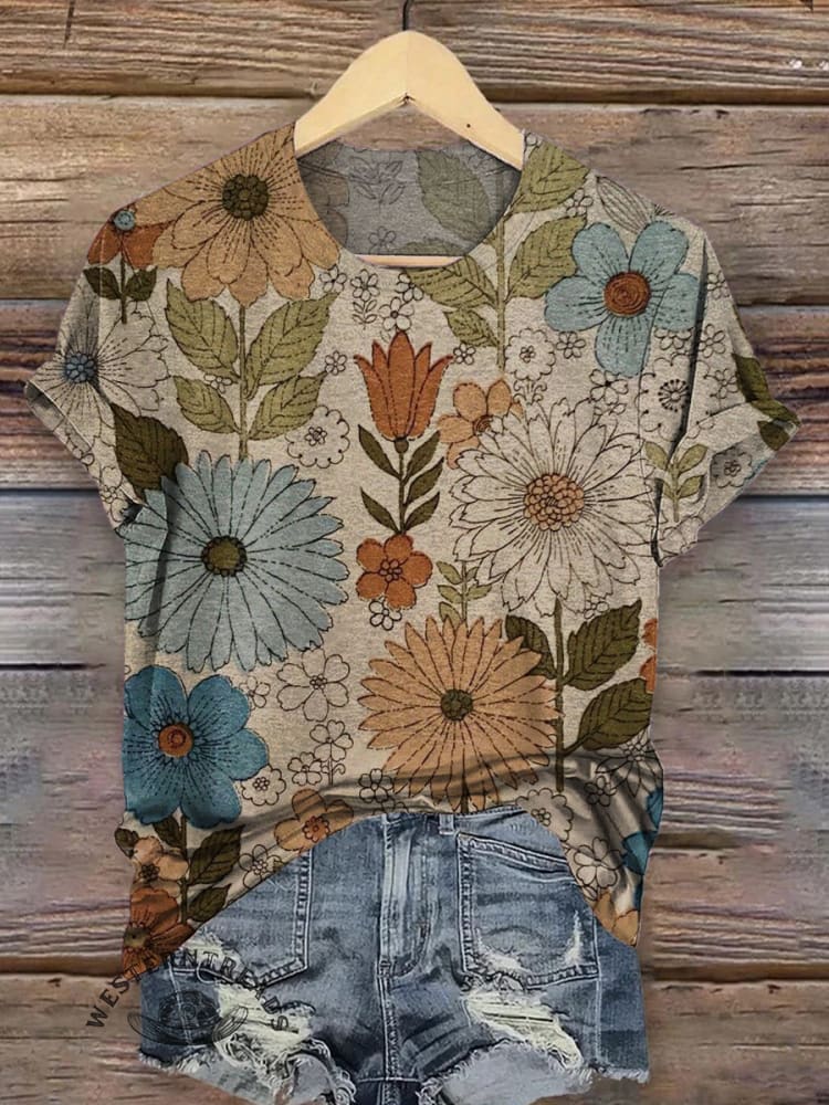 Vintage Flower Print T-shirt