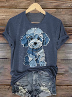 Cowboy Puppy Print Casual T-shirt