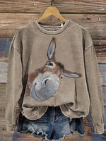 Cute Donkey Prints Casual Cotton Sweatshirt