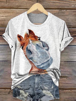 Funny Donkey Print Casual T-shirt