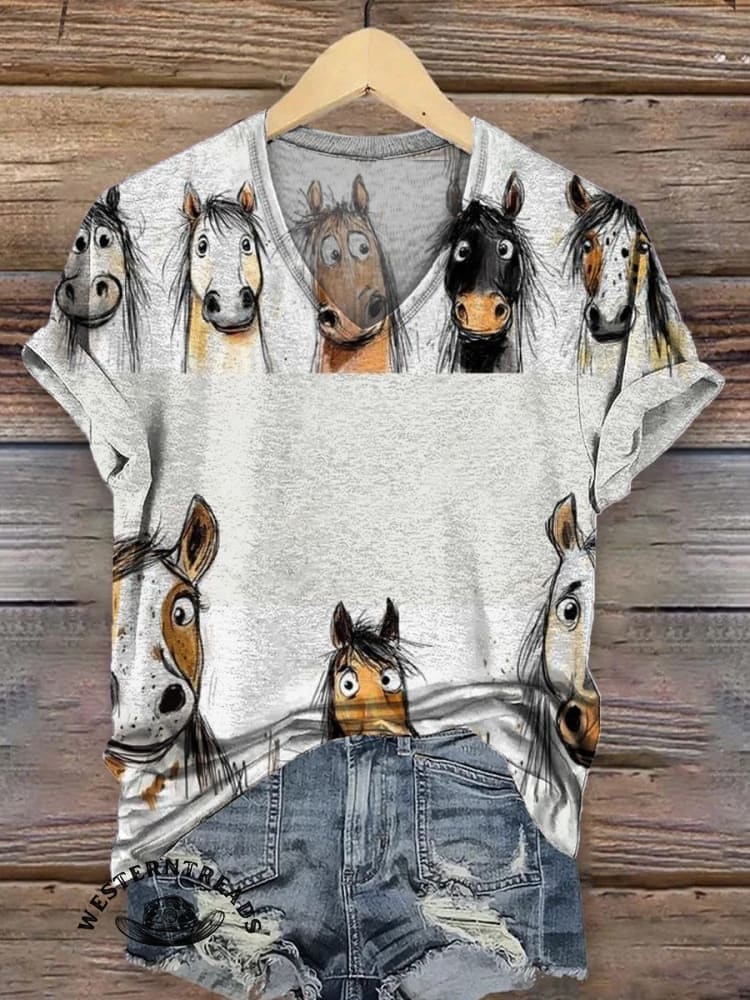 Funny Donkey Print Casual T-shirt