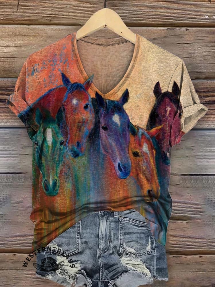 Color Horse Print T-shirt