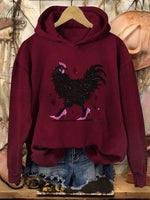 Chicken In High Heels Print Casual Cotton Sweatshirt