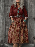 Red Retro Pattern Women's Art Print Dress