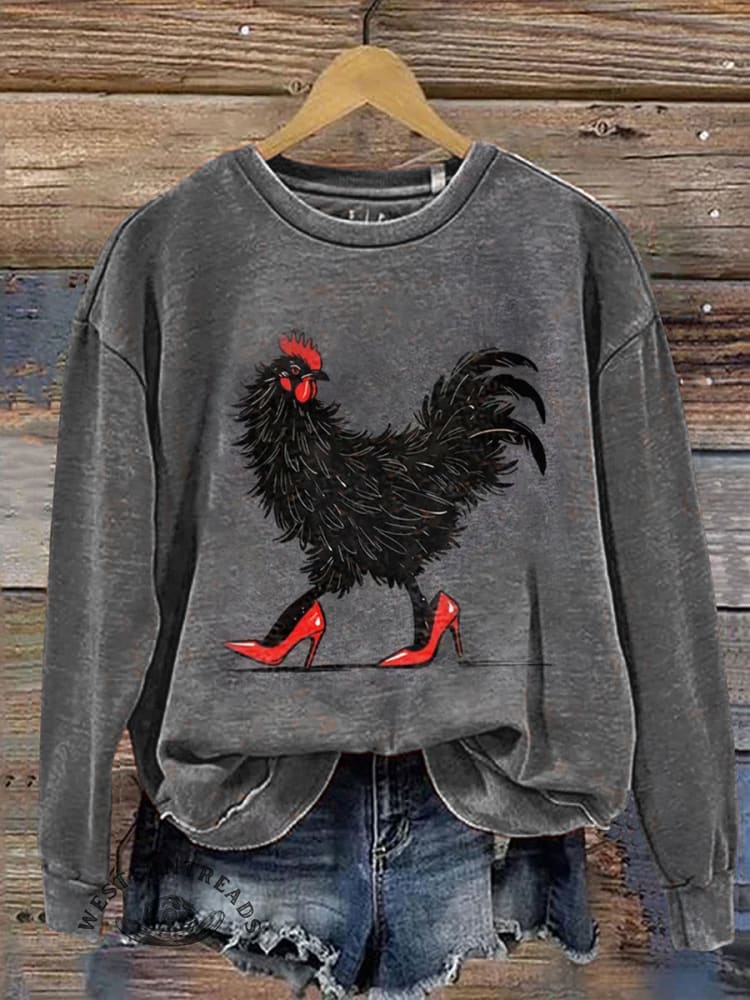 Chicken In High Heels Casual Cotton Sweatshirt