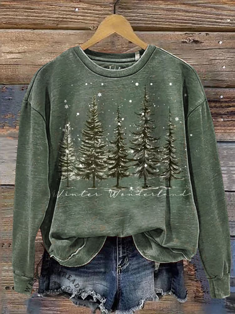 Christmas Tree Casual Cotton Sweatshirt
