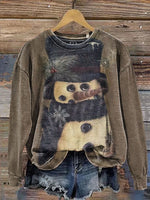 Retro Snowman Casual Cotton Sweatshirt