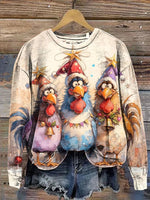 Funny Christmas Chicken Casual Cotton Sweatshirt