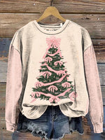 Bow Christmas Tree Casual Cotton Sweatshirt