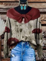 Vintage Red Flower Print Buttoned Cardigan Sweater