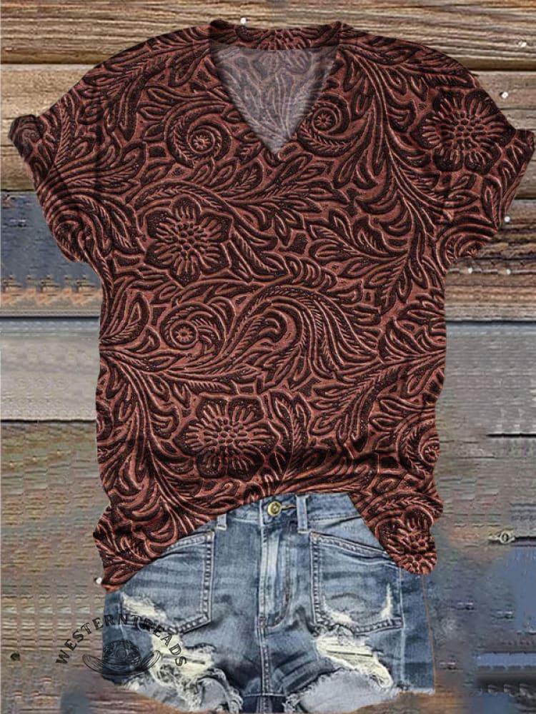 š„Limited Time Discountš„Women's Vintage Print V-neck Casual T-Shirt