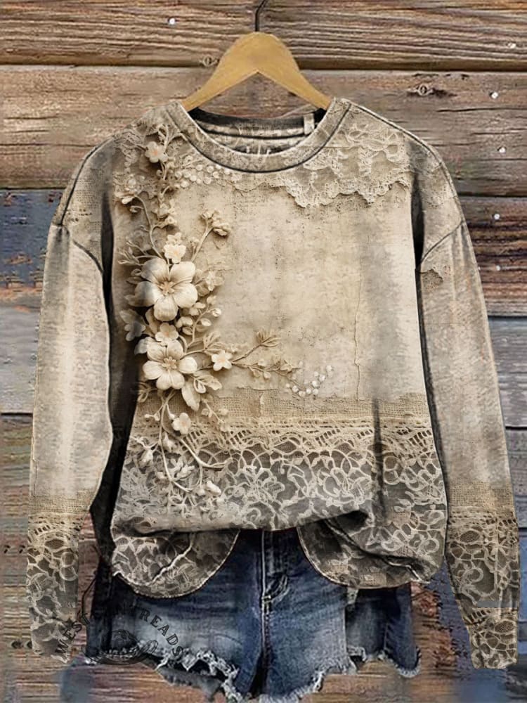 Vintage Art Print CasualSweatshirt