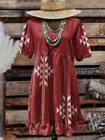 🔥Hot Sale🔥Women's Vintage Art Print Pocket Cotton Dress