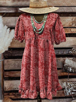 Women's Vintage Print Pocket Cotton Dress