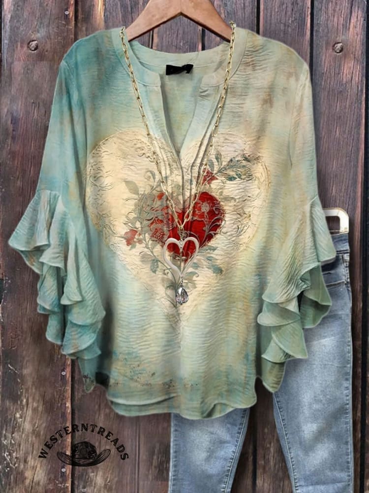 š„Limited Time Discountš„Vintage Heart Print T-shirt