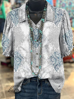 Women's Vintage Print Casual Cotton Shirt