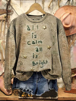 Vintage Christmas Art Print Casual Cotton Sweatshirt