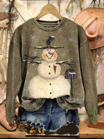 Vintage Christmas Art Print Casual Cotton Sweatshirt