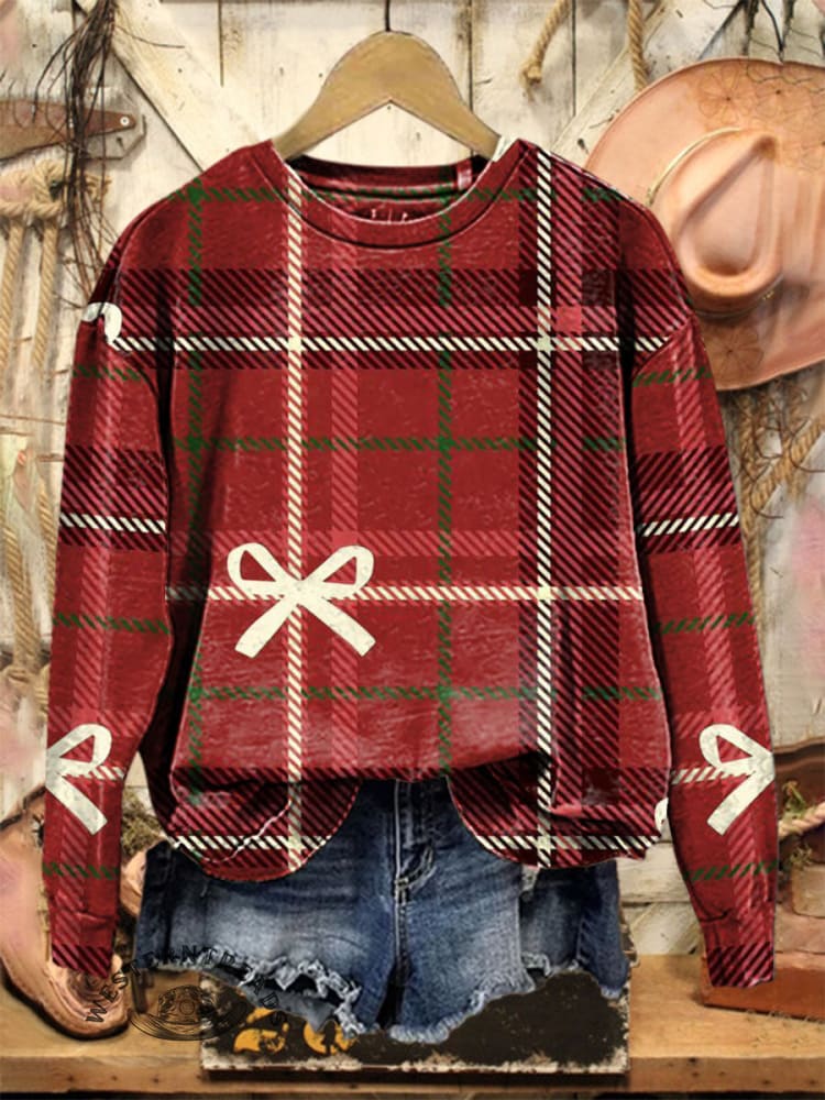 Vintage Christmas Art Print Casual Cotton Sweatshirt