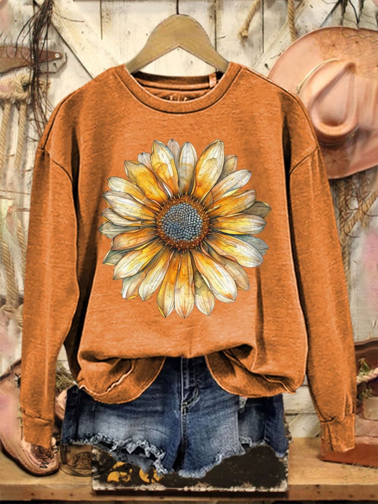 Vintage Art Print Casual Cotton Sweatshirt