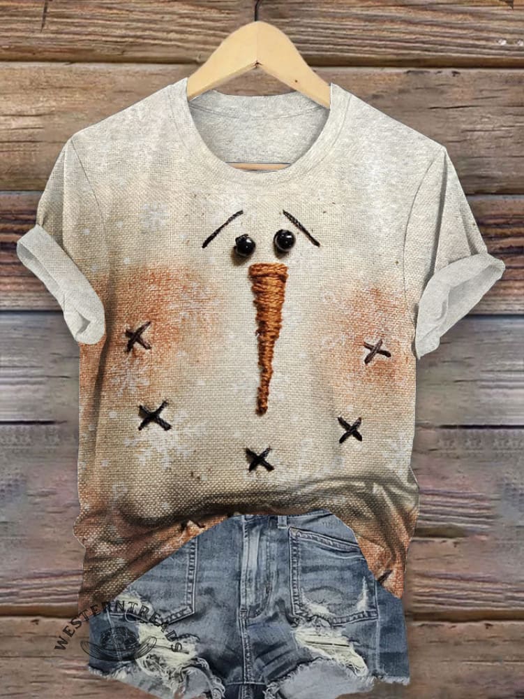 Vintage Snowman Art Print T-shirt