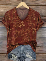 Women's Vintage Art V-neck Casual T-Shirt