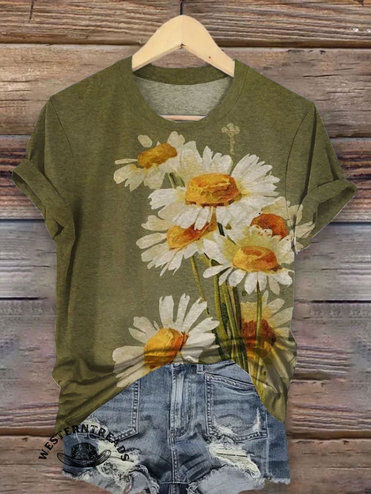 Women's Vintage Art V-neck Casual T-Shirt