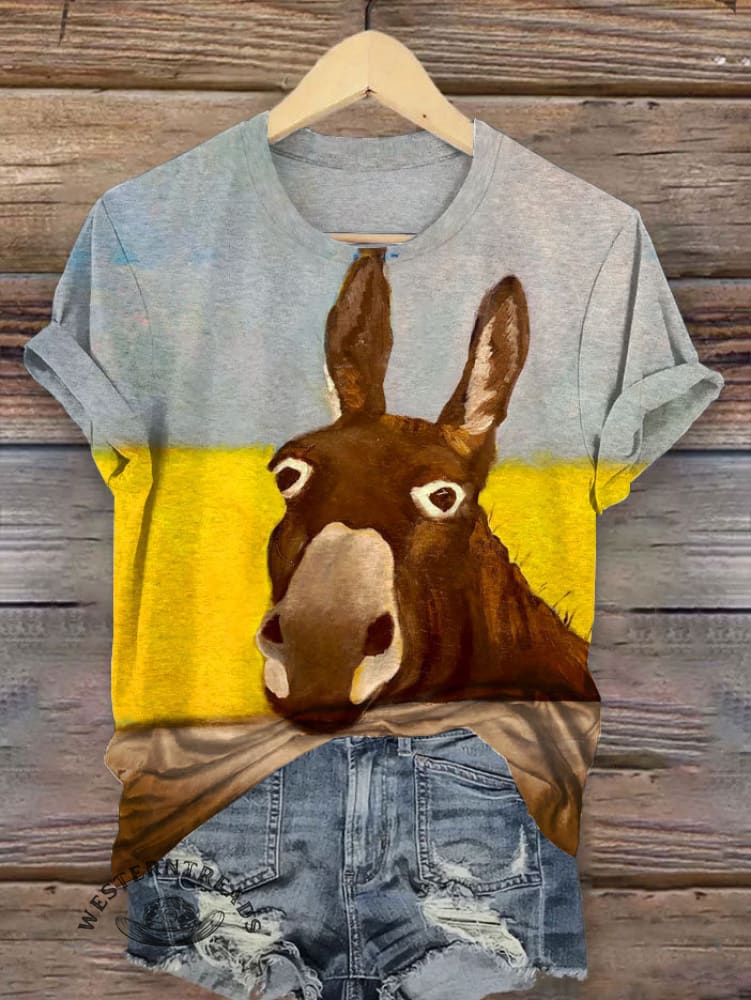 Vintage Donkey Art Print T-shirt