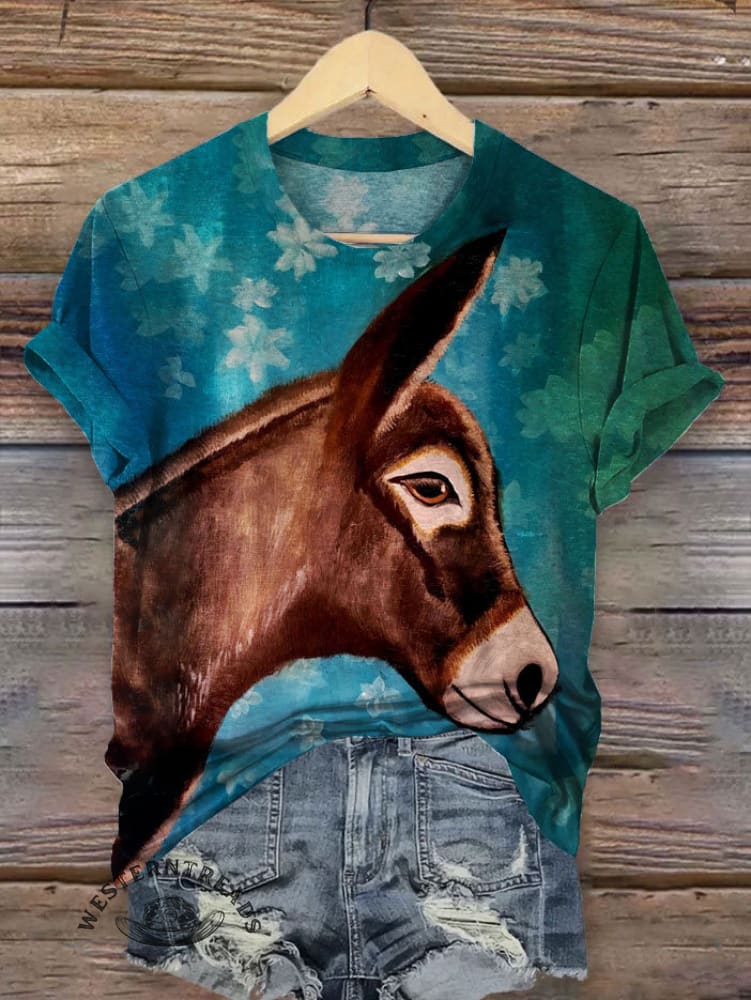 Vintage Donkey Art Print T-shirt
