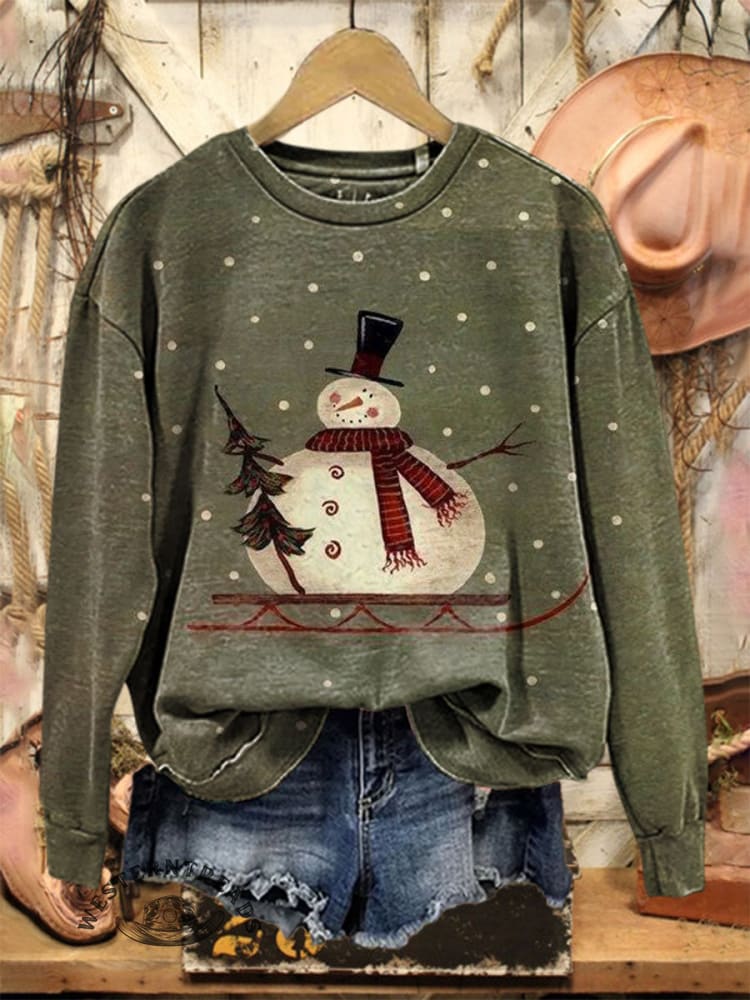 Vintage Christmas Casual Cotton Sweatshirt
