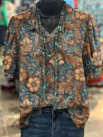 Women's Vintage Print Casual Cotton Shirt