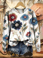 Vintage Art Print Casual Cotton Sweatshirt