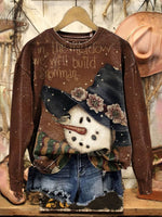 Vintage Art Christmas Print Casual Cotton Sweatshirt