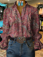 Women's Vintage Print CasualCotton And Linen Shirt