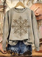 Vintage Art Christmas Print Casual Cotton Sweatshirt