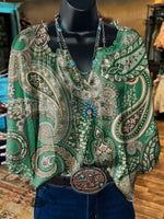 Women's Vintage Art Print Casual Cotton Shirt