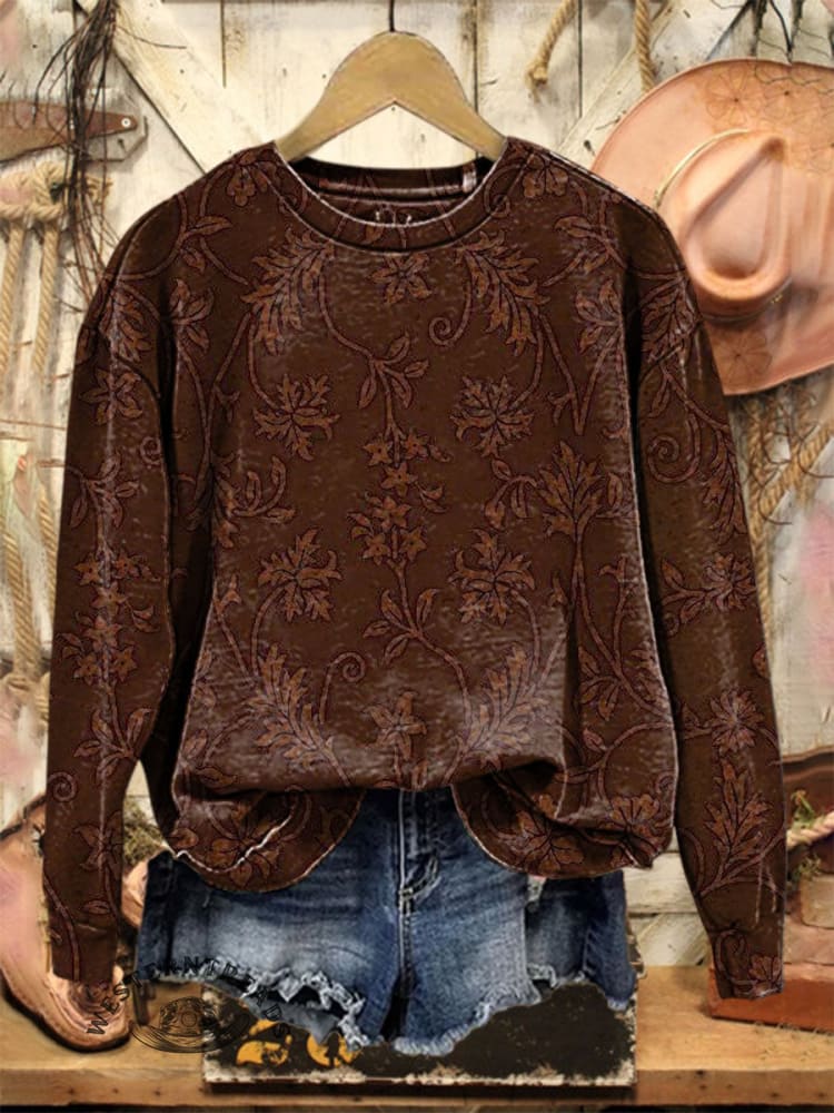 Vintage Art Print Casual Cotton Sweatshirt