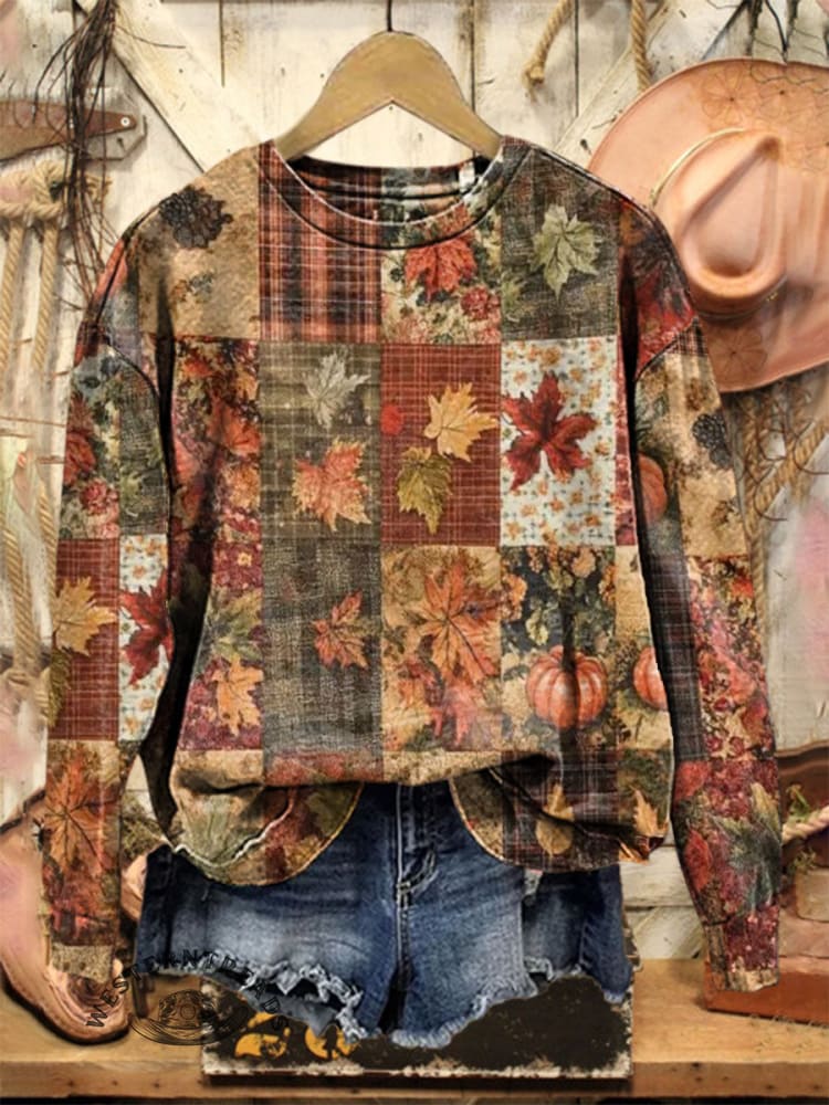 Vintage Art Maple Casual Cotton Sweatshirt