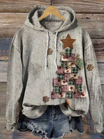 Vintage Christmas Art Print Casual Cotton Sweatshirt
