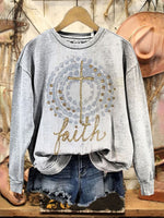 Vintage Jesus Art Print Casual Cotton Sweatshirt