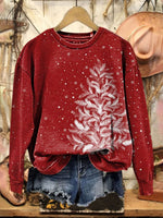 Vintage Christmas Art Print Casual Cotton Sweatshirt