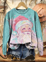Vintage Art Christmas Print Casual Cotton Sweatshirt
