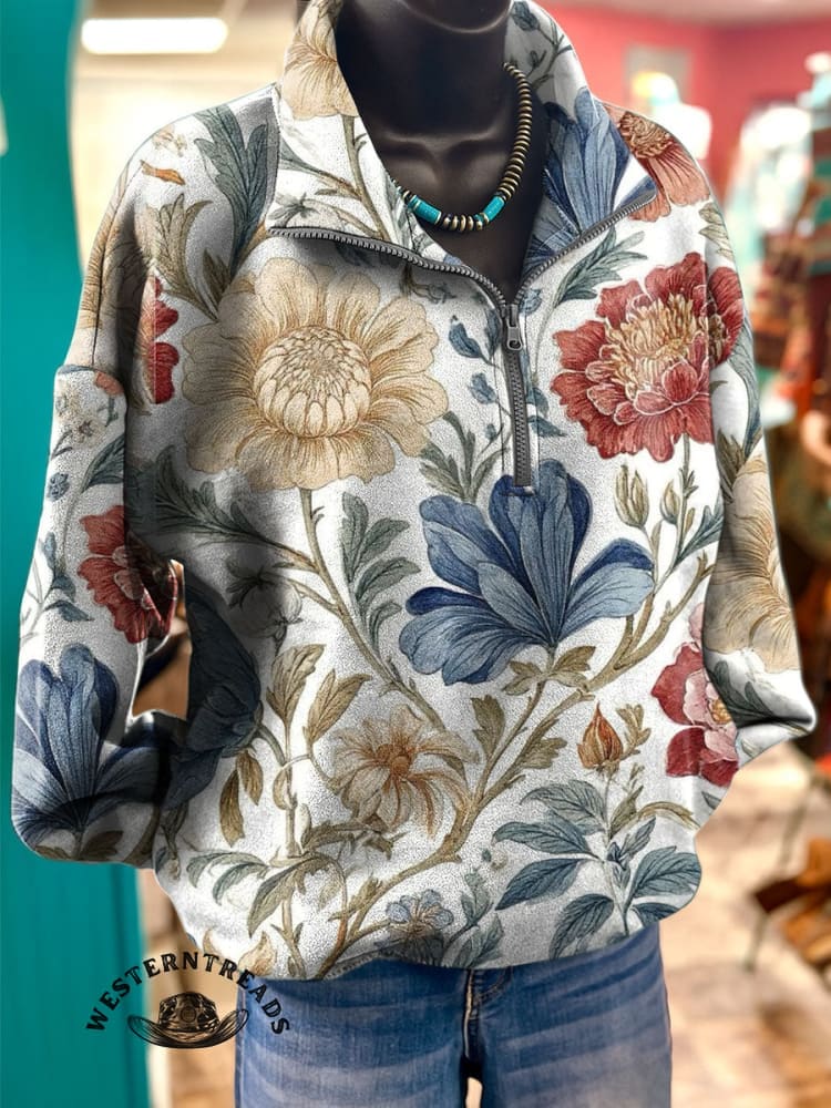 Vintage Art Print Casual Cotton Sweatshirt