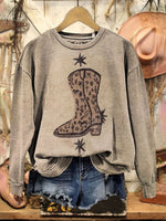 Vintage Western Art Print Casual Cotton Sweatshirt