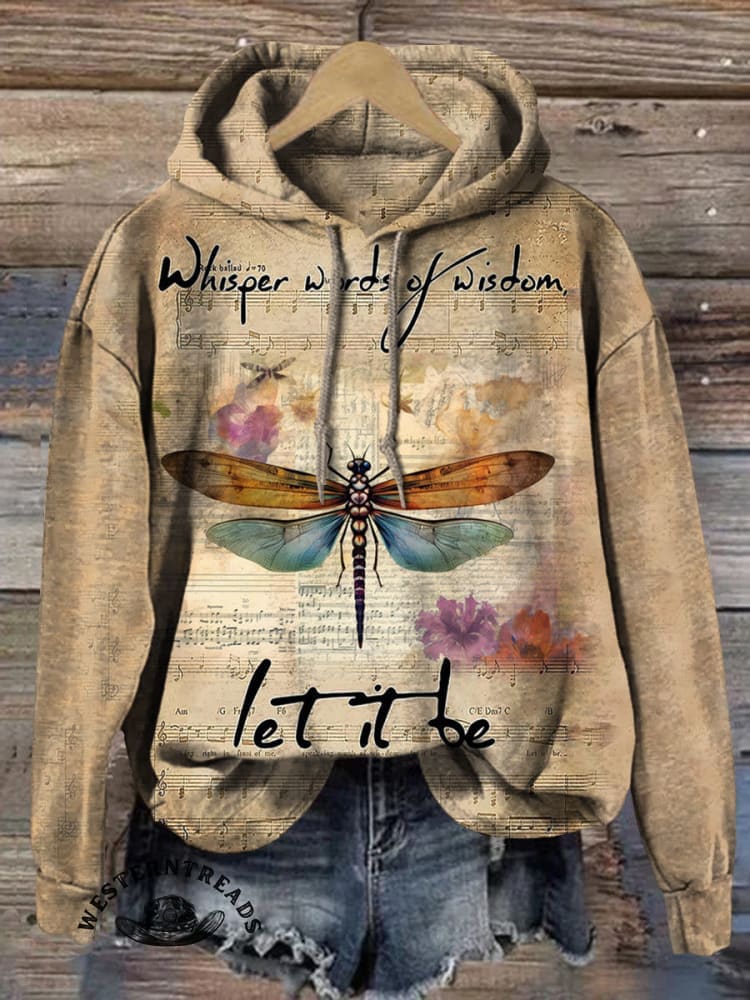 Women's Retro Whisper Words Of Wisdom Print Casual Pocket Hooded Sweatshirt