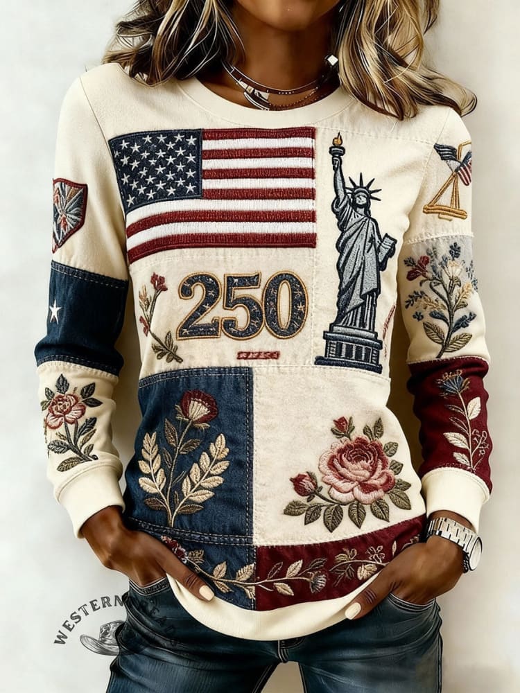 Women's 250th Anniversary Banner Floral Print Sweatshirt