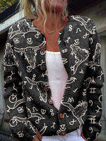 Cattle Brands Print Buttoned Cardigan Sweater